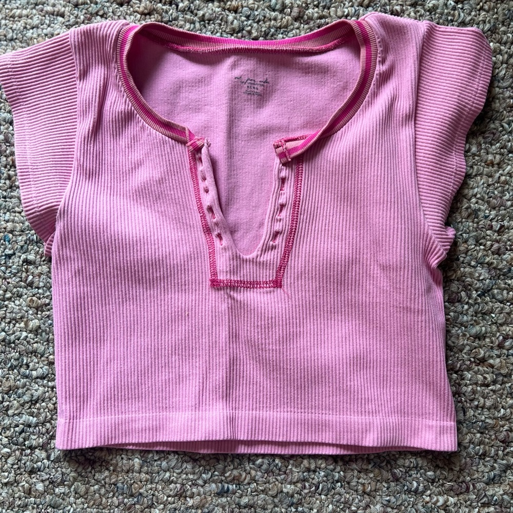 Urban Outfitters Pink Ribbed Crop Top